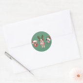 Vrolijk Kerstfeest Pit Bull Dogs Ronde Sticker (Envelop)