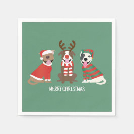 Vrolijk Kerstfeest Pit Bull Dogs Servet