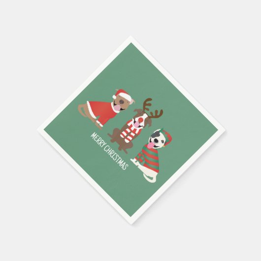 Vrolijk Kerstfeest Pit Bull Dogs Servet (Hoek)