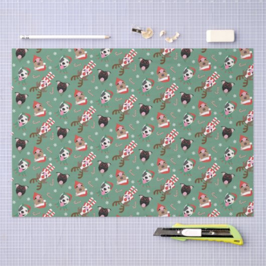 Vrolijk Kerstfeest Pit Bull Dogs Tissuepapier (Craft)