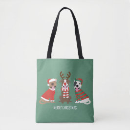 Vrolijk Kerstfeest Pit Bull Dogs Tote Bag