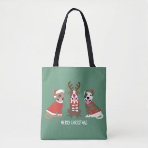 Vrolijk Kerstfeest Pit Bull Dogs Tote Bag