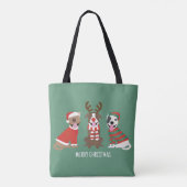 Vrolijk Kerstfeest Pit Bull Dogs Tote Bag (Achterkant)