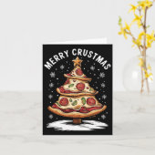 Vrolijk Kerstfeest Pizza Kerstboom Xmas Funny Piz Kaart (Gele Bloem)