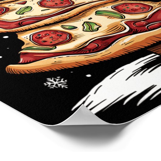 Vrolijk Kerstfeest Pizza Kerstboom Xmas Funny Piz Poster (Hoek)