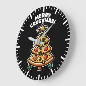 Vrolijk Kerstfeest Pizza Tree - Funny Christmas Grote Klok (Hoek)