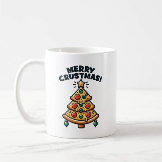 Vrolijk Kerstfeest Pizza Tree - Funny Christmas Koffiemok (Links)
