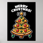 Vrolijk Kerstfeest Pizza Tree - Funny Christmas Poster (Voorkant)