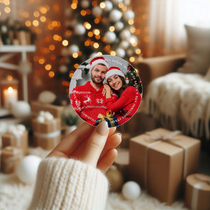 Vrolijk Kerstfeest Plaats uw foto Ronde Sticker