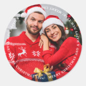 Vrolijk Kerstfeest Plaats uw foto Ronde Sticker (Voorkant)