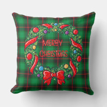 Vrolijk Kerstfeest Plaid Groene Feestelijke Krans