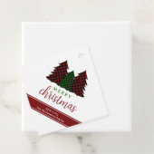 Vrolijk Kerstfeest Plaid Patroon Kerstboom Bedankjes Labels (In situ)