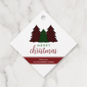 Vrolijk Kerstfeest Plaid Patroon Kerstboom Bedankjes Labels (Achterkant)