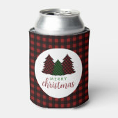 Vrolijk Kerstfeest Plaid Patroon Kerstboom Blikjeskoeler (Blikje Voorkant)