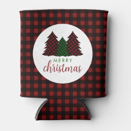 Vrolijk Kerstfeest Plaid Patroon Kerstboom Blikjeskoeler