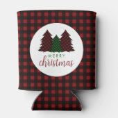 Vrolijk Kerstfeest Plaid Patroon Kerstboom Blikjeskoeler (Achterkant)