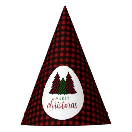 Vrolijk Kerstfeest Plaid Patroon Kerstboom Feesthoedjes