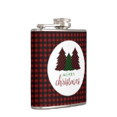 Vrolijk Kerstfeest Plaid Patroon Kerstboom Heupfles (Rechts)