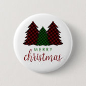 Vrolijk Kerstfeest Plaid Patroon Kerstboom Ronde Button 5,7 Cm (Voorkant)