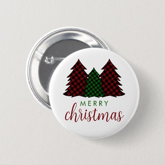 Vrolijk Kerstfeest Plaid Patroon Kerstboom Ronde Button 5,7 Cm (Voorkant /achterkant)