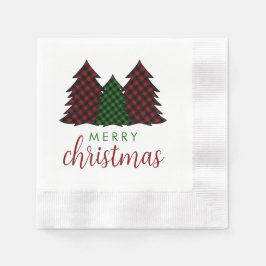 Vrolijk Kerstfeest Plaid Patroon Kerstboom Servet