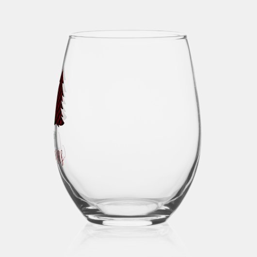 Vrolijk Kerstfeest Plaid Patroon Kerstboom Wijnglas Zonder Voet (Links)