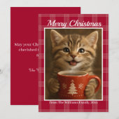 Vrolijk kerstfeest plaid rode schattige kitten fot feestdagenkaart (Voorkant / Achterkant)