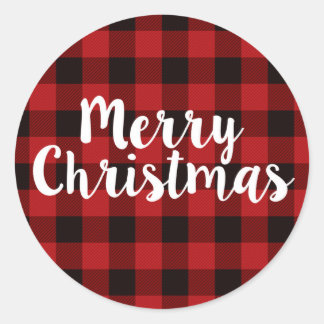 Vrolijk Kerstfeest Plaid | Ronde Stickers
