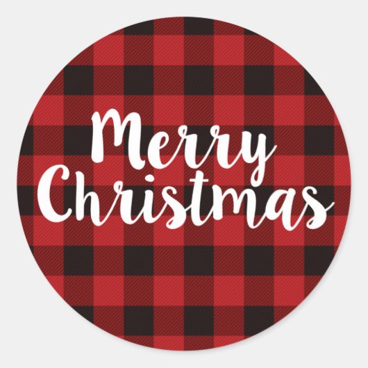 Vrolijk Kerstfeest Plaid | Ronde Stickers (Voorkant)