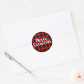 Vrolijk Kerstfeest Plaid | Ronde Stickers (Envelop)