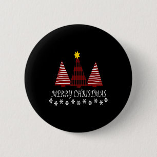 Vrolijk Kerstfeest Plaid Tree Sneeuwvlok Xmas Vaka Ronde Button 5,7 Cm