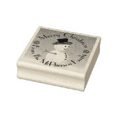 Vrolijk kerstfeest, plus je familienaam, sneeuwman rubberstempel (Stempel)