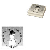 Vrolijk kerstfeest, plus je familienaam, sneeuwman rubberstempel (Gestempeld)