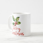 Vrolijk kerstfeest, poinsettia bessen ontwerp vrou koffiemok (Voorkant links)