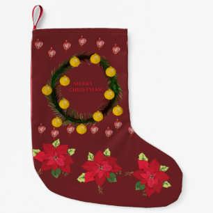 Vrolijk Kerstfeest & Poinsettia Bloemen Kleine Kerstsok