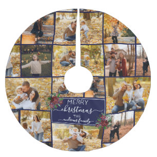 Vrolijk Kerstfeest Poinsettia Familie Fotocollage Kerstboom Rok