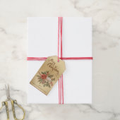 Vrolijk kerstfeest Poinsettia Faux Gold Holiday Cadeaulabel (Met Touw)