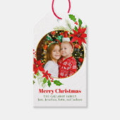 Vrolijk Kerstfeest Poinsettia Feestelijke Familief Cadeaulabel (Voorkant)