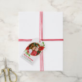 Vrolijk Kerstfeest Poinsettia Feestelijke Familief Cadeaulabel (Met Touw)