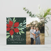 Vrolijk Kerstfeest Poinsettia Kerstontwerp Feestdagenkaart (Staand voorkant)