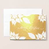Vrolijk kerstfeest. Poinsettia lijst Luxury Folie Kaarten (Voorkant met envelop)