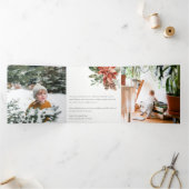 Vrolijk kerstfeest Poinsettia Pine 3 Foto Waterver Drieluik Wenskaart (Binnen)