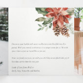 Vrolijk kerstfeest Poinsettia Pine 3 Foto Waterver Drieluik Wenskaart (Binnenkant midden)