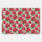 Vrolijk Kerstfeest Poinsettia Rood Holly Groen Wit Inpakpapier Vel (Voorkant 2)