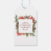 Vrolijk Kerstfeest poinsettia vakantie cadeau labe Cadeaulabel (Achterkant)