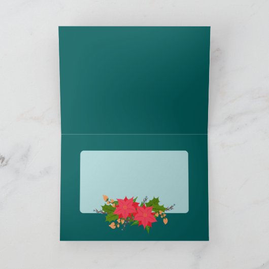 Vrolijk kerstfeest Poinsettia Vlaanderen Feestdagen Kaart (Binnen)