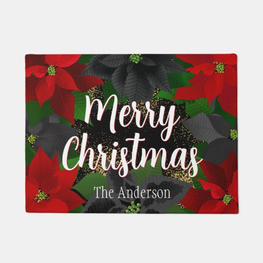 Vrolijk kerstfeest Poinsettias Deurmat (Voorkant)