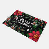 Vrolijk kerstfeest Poinsettias Doormat Deurmat (Schuin)