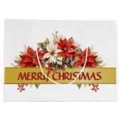 Vrolijk kerstfeest Poinsettias Groot Cadeauzakje (Achterkant)