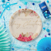 Vrolijk kerstfeest Poinsettias Papieren Bordje (Feest)